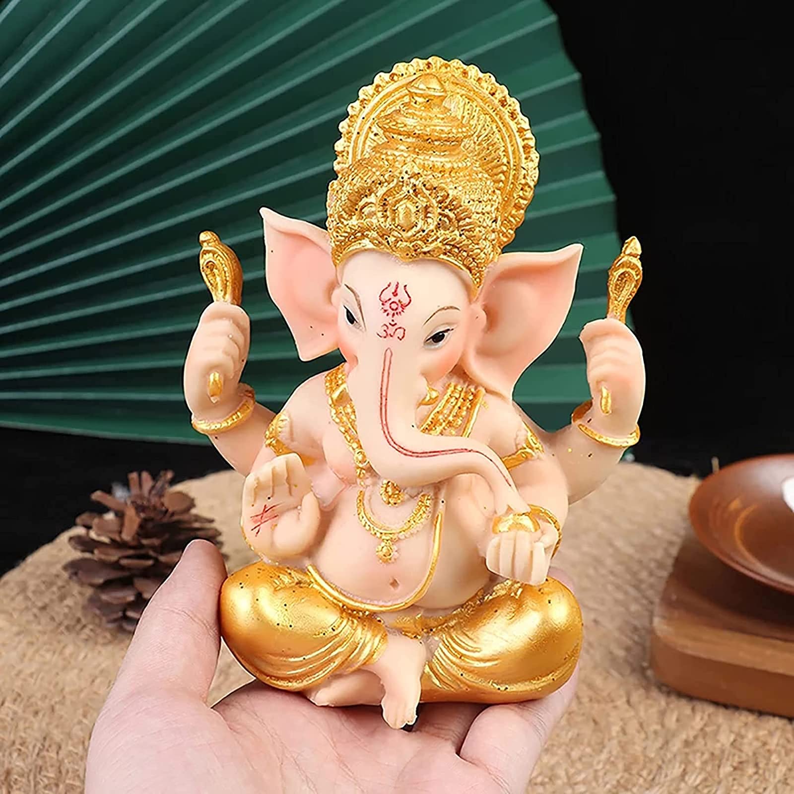 Amazon.co.jp: インドの主ガネーシャ像、樹脂の瞑想ガネーシャゾウの神